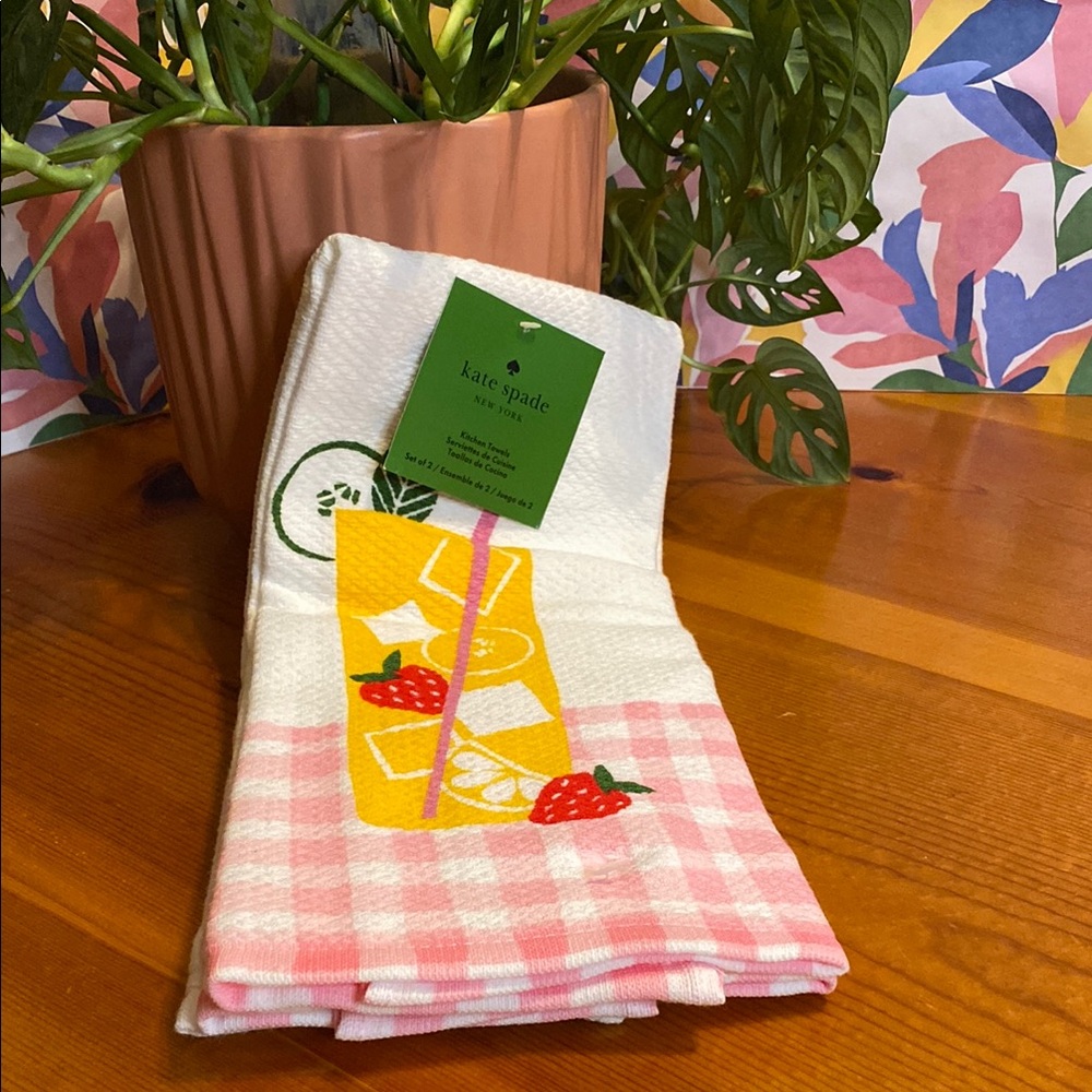 Kate Spade Strawberry Lemonade Kitchen Towels Set of Two